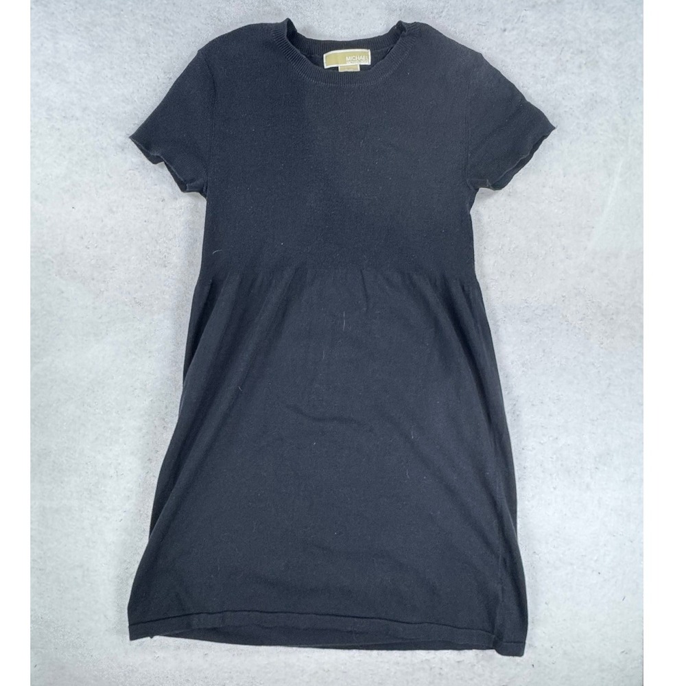 Michael Michael Kors Black Short Sleeve Knit Sweater Dress Crew Neck Mini Small